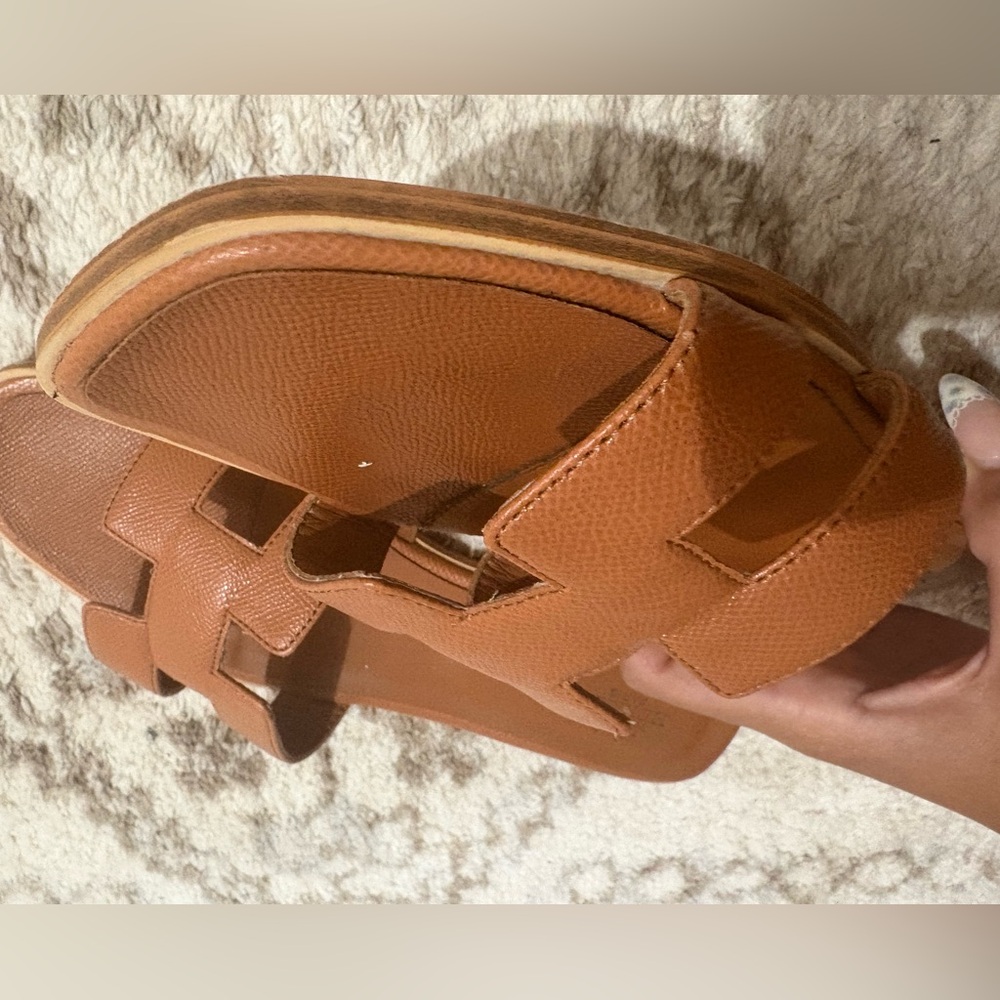 women’s cognac Brown Slide Sandals - Picture 12 of 13
